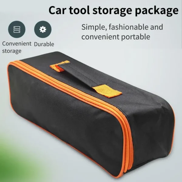 Vacuum cleaner storage bag in Oxford cloth holding a handheld car vacuum and nozzles
