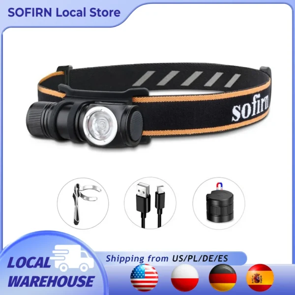 Mini rechargeable headlamp with compact aluminum body, USB-C port and adjustable headband
