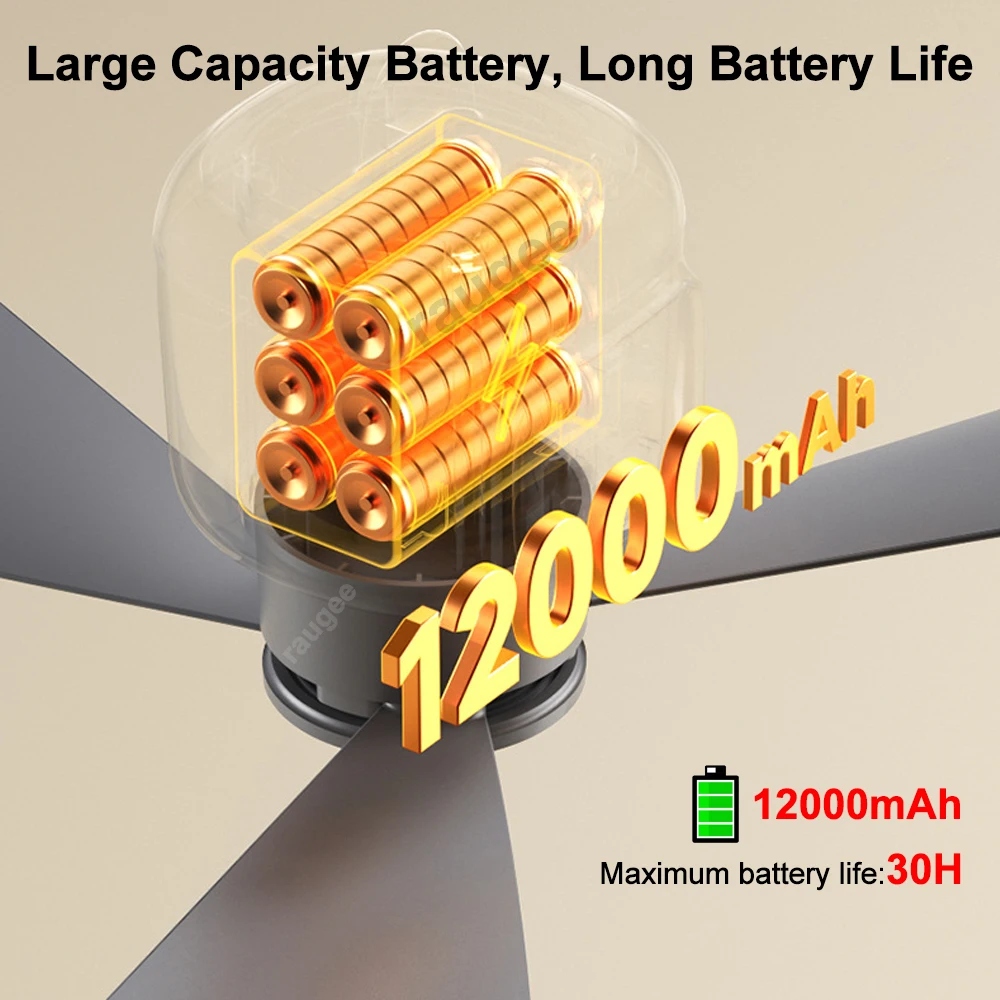 Camping Ceiling Fan 12000mAh Rechargeable with Remote and LED 3 Camping Ceiling Fan 12000mAh Rechargeable with Remote and LED - view 3