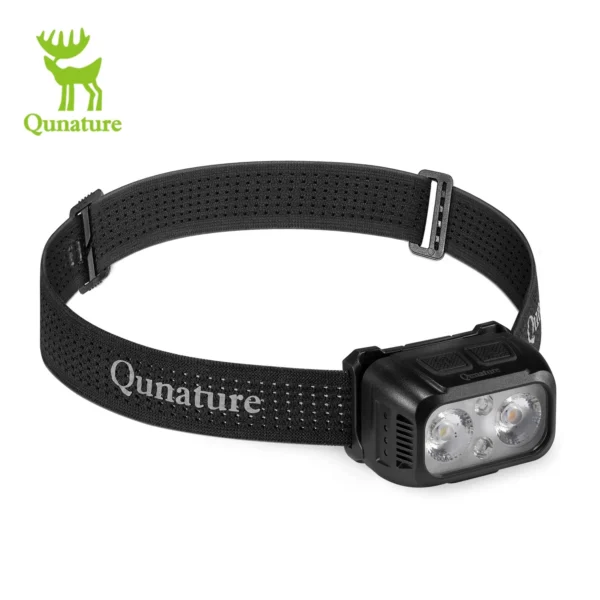 Qunature night fishing headlamp with small lamp body, side sensor and adjustable headband