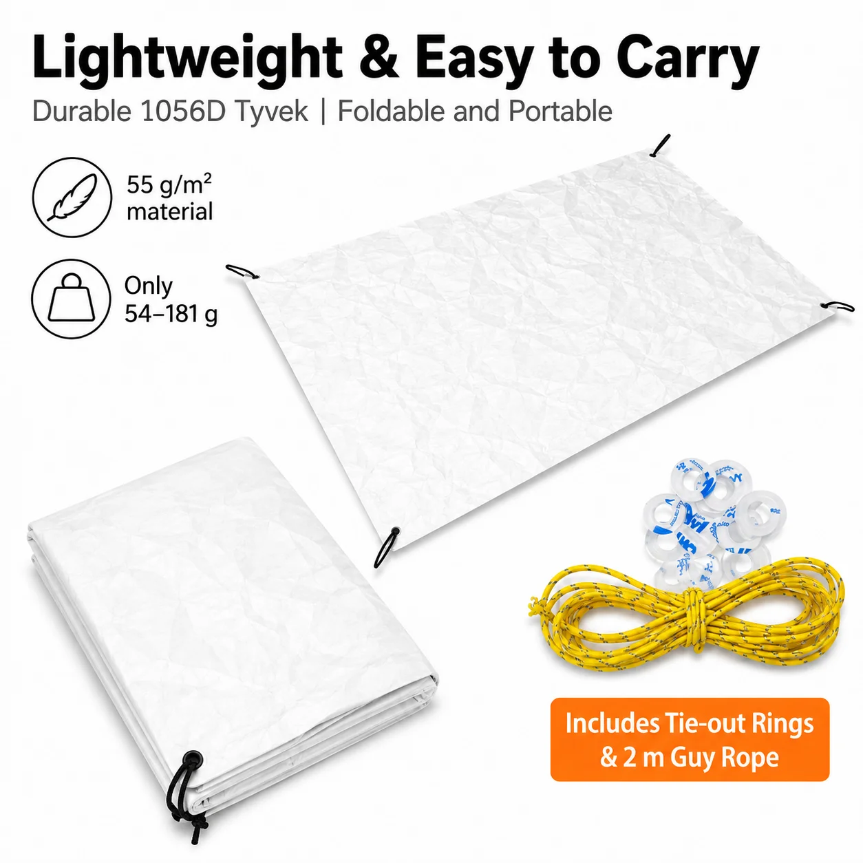 Tyvek Tent Footprint Ultralight 1056D Ground Sheet with Tie-Outs 2 Tyvek Tent Footprint Ultralight 1056D Ground Sheet with Tie-Outs - view 2