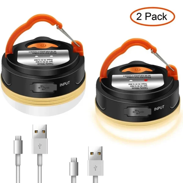 Hanging camping lamp with hook and compact 10W LED design, shown as a multi pack
