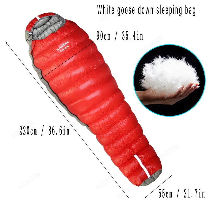 Goose Down Sleeping Bag, Oversized Mummy for Winter 220 x 90 cm 2 Goose Down Sleeping Bag, Oversized Mummy for Winter 220 x 90 cm - view 2