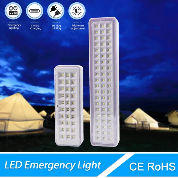 Rechargeable emergency lamp with 60 LEDs lighting up an engine bay during a roadside repair