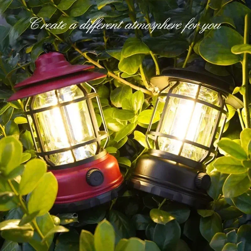 Retro Hanging Tent Lamp, USB Rechargeable, 1 or 2 Pack 2 Retro Hanging Tent Lamp, USB Rechargeable, 1 or 2 Pack - view 2