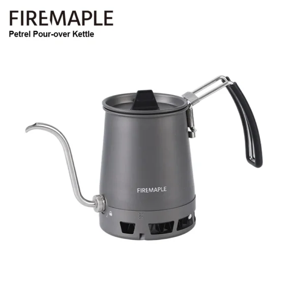 Fire-Maple Petrel gooseneck camping kettle pouring water over a coffee dripper outdoors
