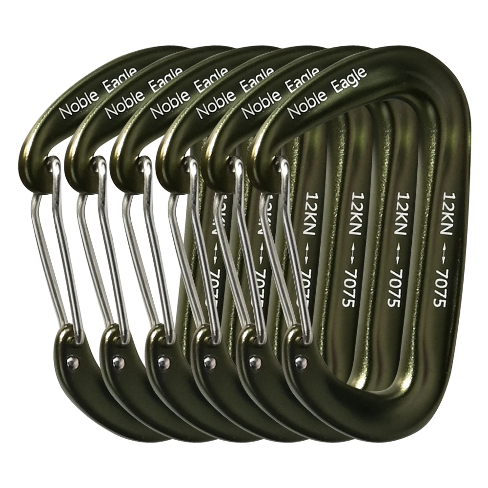 Aluminum Carabiner Set, 6 Pack 12kN 7075 D Ring Clips 8 Aluminum Carabiner Set, 6 Pack 12kN 7075 D Ring Clips - view 8