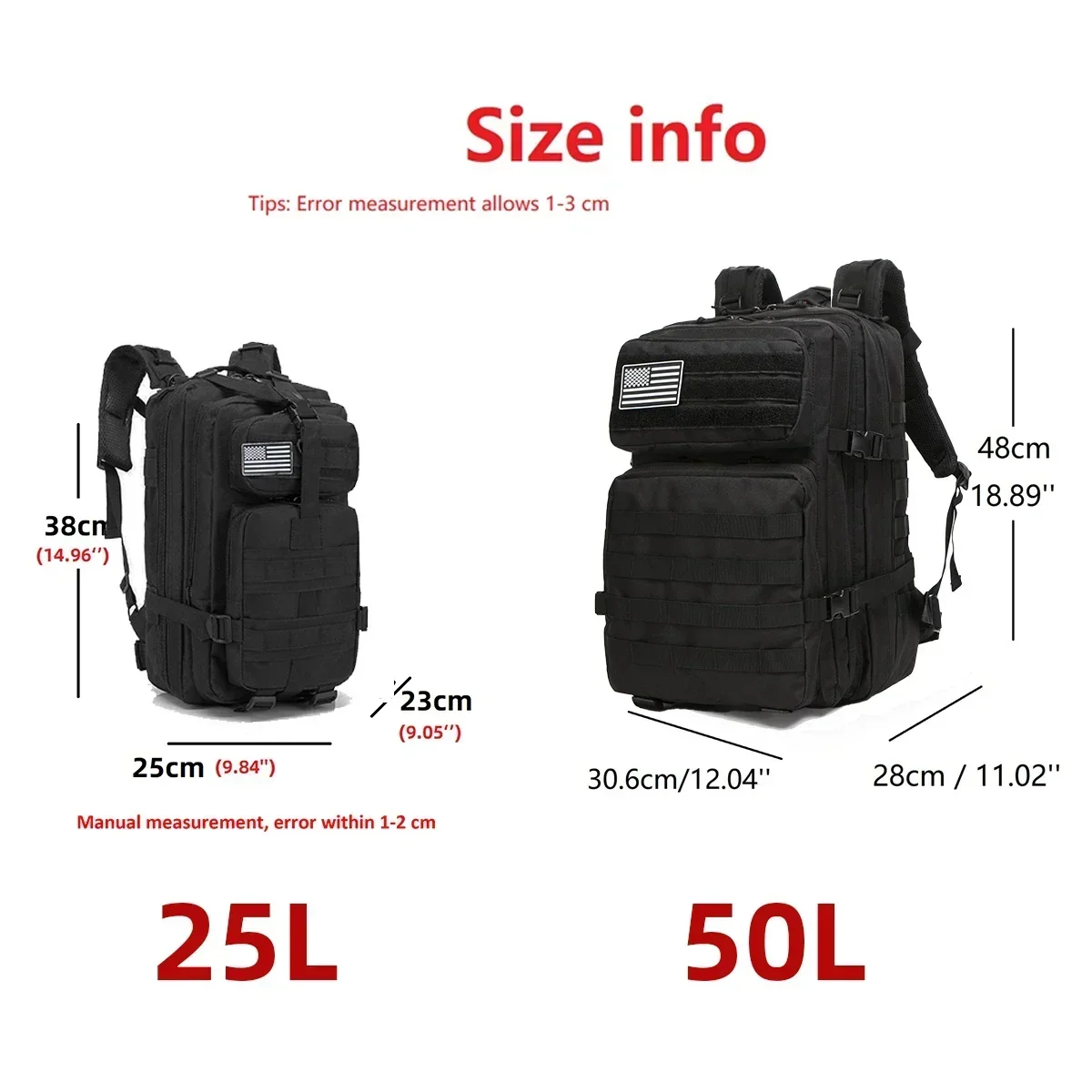 600D Tactical Backpack 25L or 50L MOLLE Bag for Hiking 2 600D Tactical Backpack 25L or 50L MOLLE Bag for Hiking - view 2