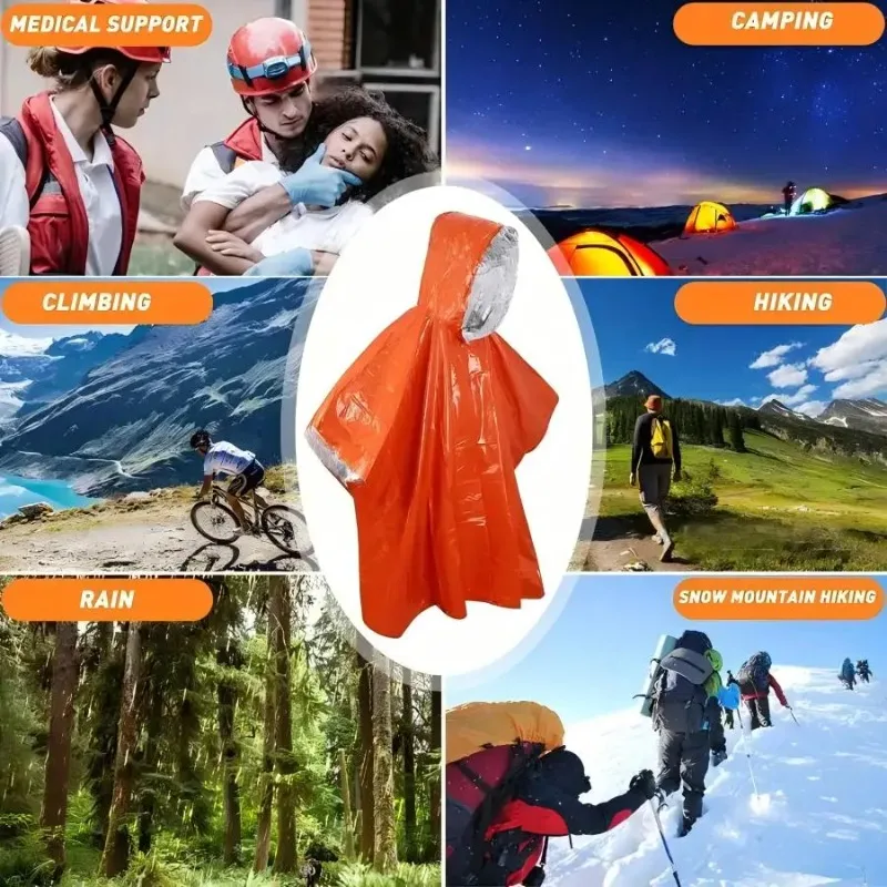 Emergency Insulation Poncho with Whistle and Drawstring Bag 4 Emergency Insulation Poncho with Whistle and Drawstring Bag - view 4