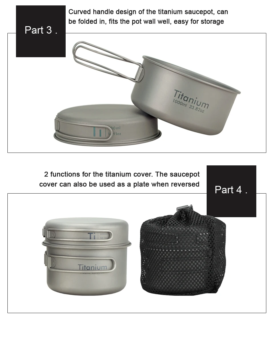 Folding Handle Titanium Pan Set With Saucepot and Plate Lid 6 Folding Handle Titanium Pan Set With Saucepot and Plate Lid - view 6