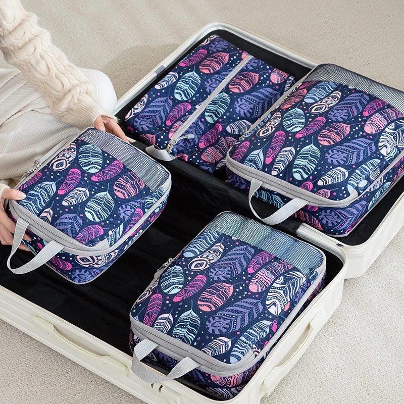 Patterned Zipper Compression Cubes, XL, L and M Nylon Set 3 Patterned Zipper Compression Cubes, XL, L and M Nylon Set - view 3