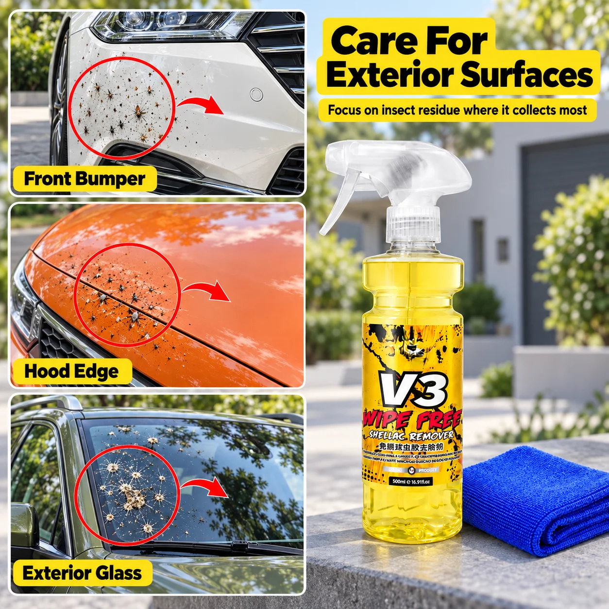 Insect Residue Remover Spray 300 ml for Bird Droppings and Sap 5 Insect Residue Remover Spray 300 ml for Bird Droppings and Sap - view 5