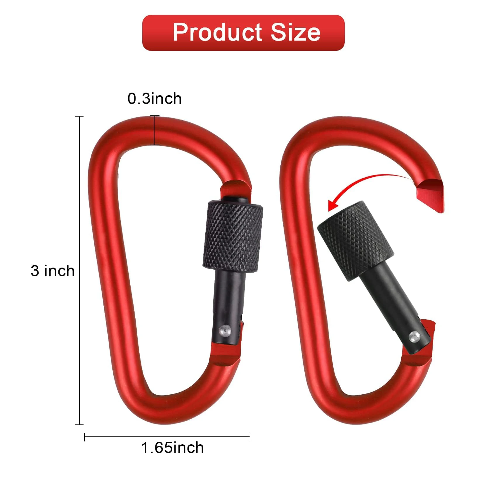 Screw Gate Carabiner Clips 10 Pack 3 Inch Aluminum D Shape 2 Screw Gate Carabiner Clips 10 Pack 3 Inch Aluminum D Shape - view 2