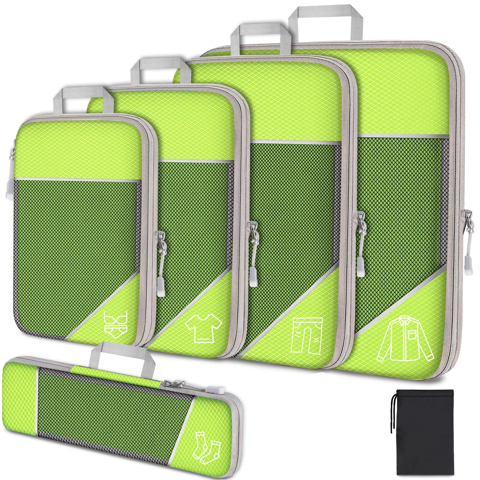 Honeycomb Fabric Packing Cubes, 3 or 6 Piece Set with Shoe Bag 10 Honeycomb Fabric Packing Cubes, 3 or 6 Piece Set with Shoe Bag - view 10