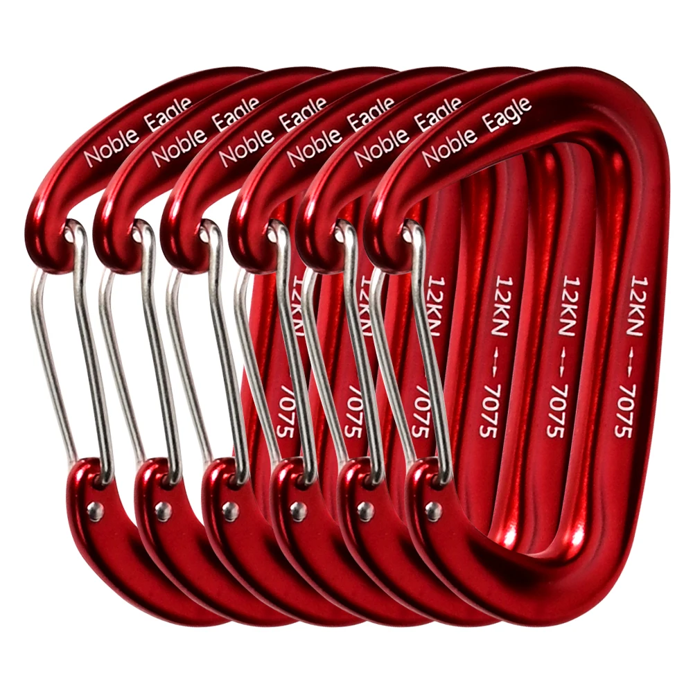 Aluminum Carabiner Set, 6 Pack 12kN 7075 D Ring Clips 12 Aluminum Carabiner Set, 6 Pack 12kN 7075 D Ring Clips - view 12