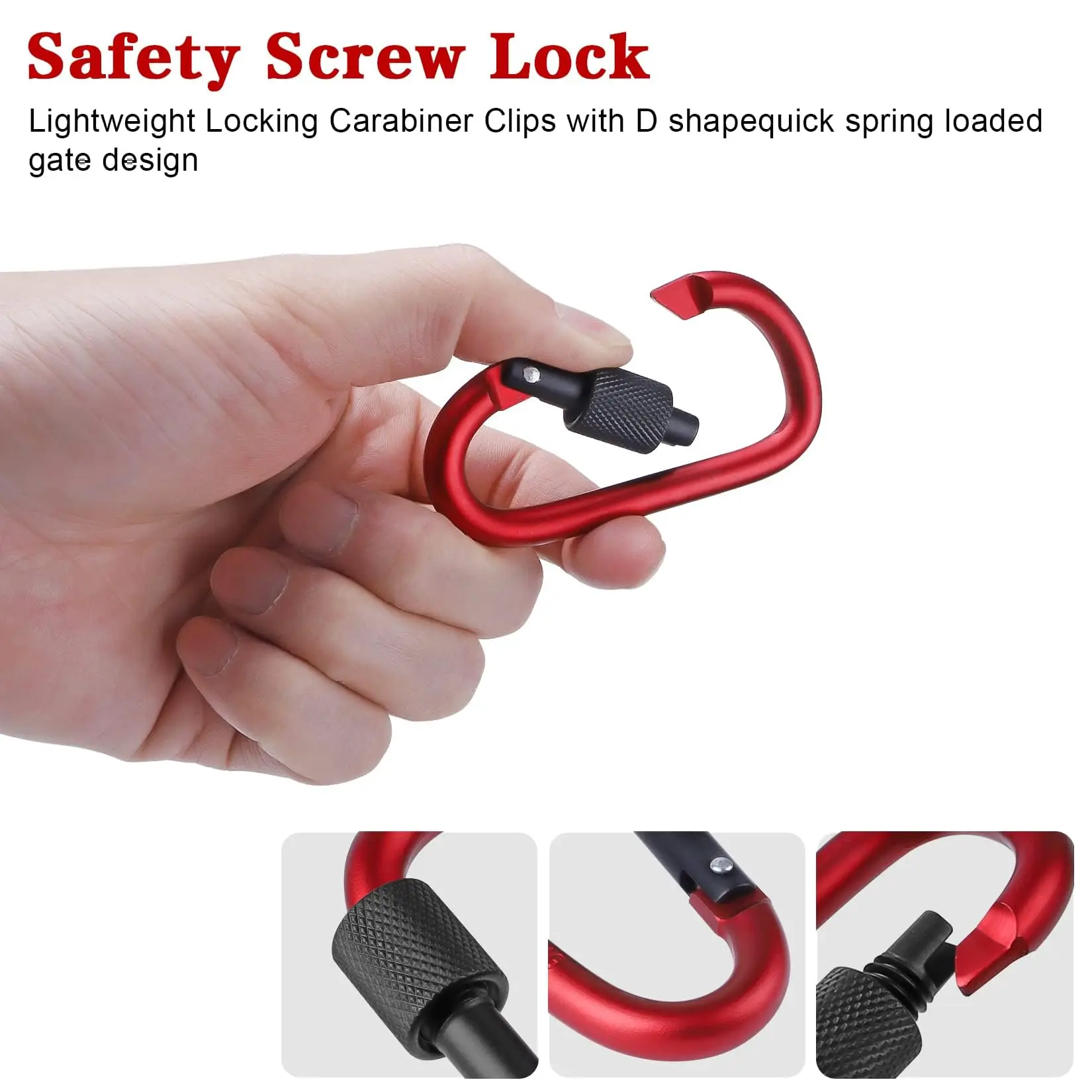 Screw Gate Carabiner Clips 10 Pack 3 Inch Aluminum D Shape 4 Screw Gate Carabiner Clips 10 Pack 3 Inch Aluminum D Shape - view 4