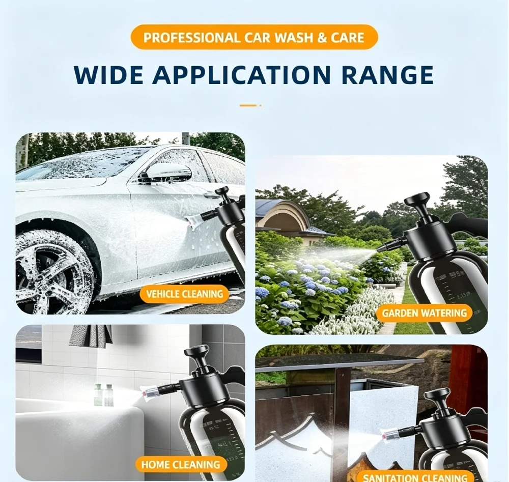 Pressurized Foam Sprayer 2L Hand Pump Car Wash with 2 Nozzles 3 Pressurized Foam Sprayer 2L Hand Pump Car Wash with 2 Nozzles - view 3