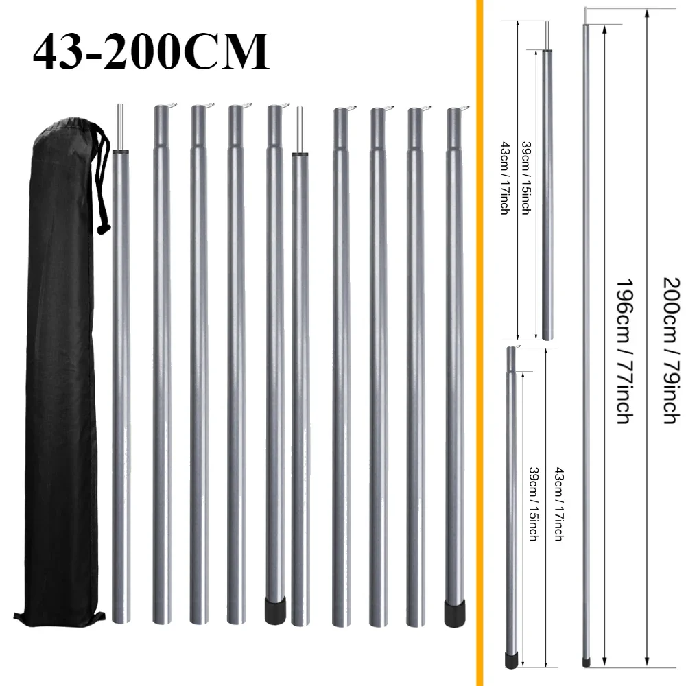 Telescopic Tent Poles Set of 2 Adjustable Aluminum Tarp Poles 9 Telescopic Tent Poles Set of 2 Adjustable Aluminum Tarp Poles - view 9
