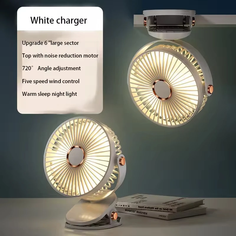 Clip On Rechargeable Fan with Night Light and 720 Degree Rotation 4 Clip On Rechargeable Fan with Night Light and 720 Degree Rotation - view 4