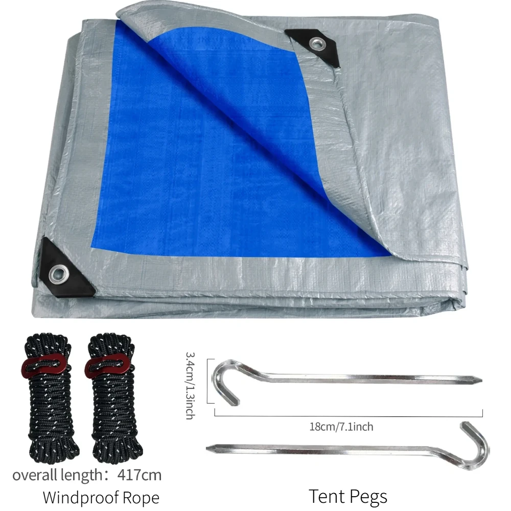 Waterproof Camping Tarp PE Rain Cover from 2x3m to 4x5m 8 Waterproof Camping Tarp PE Rain Cover from 2x3m to 4x5m - view 8