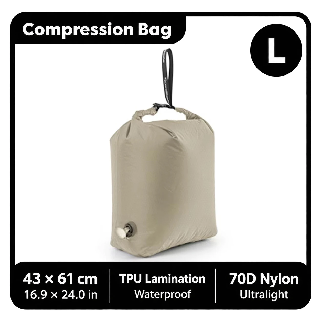 Roll Top Compression Bag with One-Way Valve, TPU Laminated Nylon 9 Roll Top Compression Bag with One-Way Valve, TPU Laminated Nylon - view 9