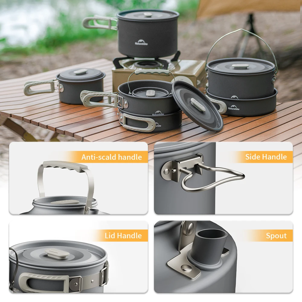 Group Camping Cookware Set with Frying Pan and Kettle, Naturehike 6 Group Camping Cookware Set with Frying Pan and Kettle, Naturehike - view 6