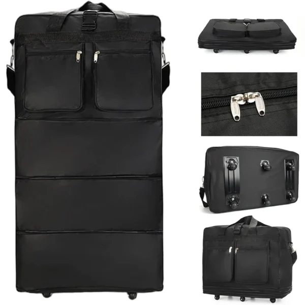 Expandable rolling duffel bag in Oxford fabric with wheels and sturdy handle