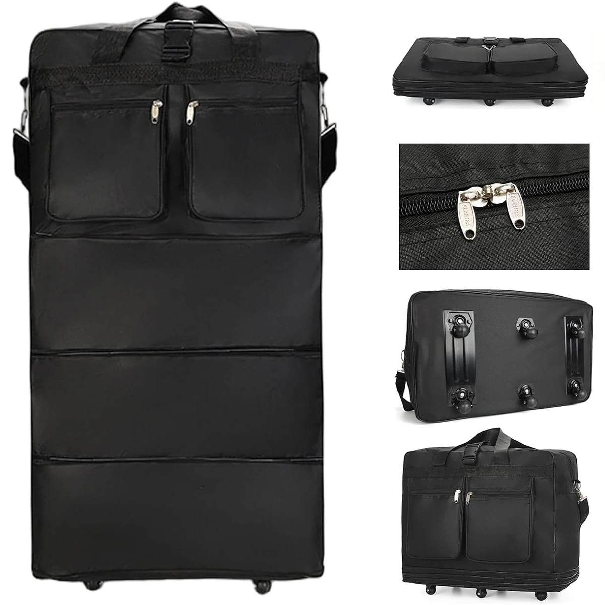Expandable Rolling Duffel Bag with Wheels and Sturdy Handle 1 Expandable rolling duffel bag in Oxford fabric with wheels and sturdy handle