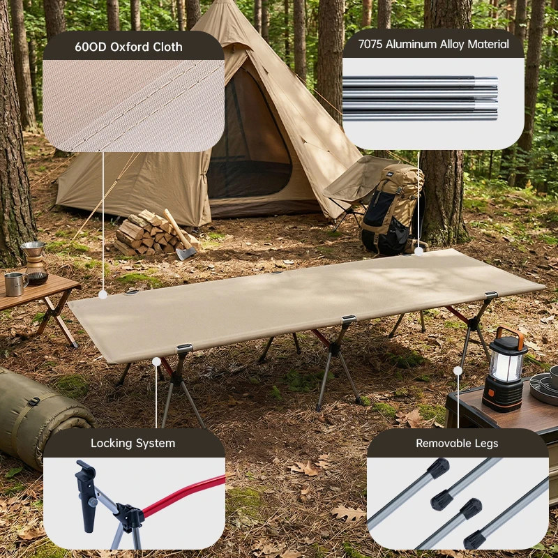 Ultralight Camping Cot, 4.8 lb Aluminum Folding Bed by WESTTUNE 2 Ultralight Camping Cot, 4.8 lb Aluminum Folding Bed by WESTTUNE - view 2