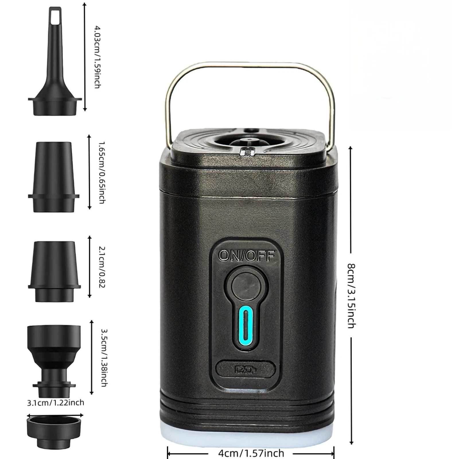 Rechargeable Electric Air Pump with LED Light, 5 Nozzles, Type-C 8 Rechargeable Electric Air Pump with LED Light, 5 Nozzles, Type-C - view 8
