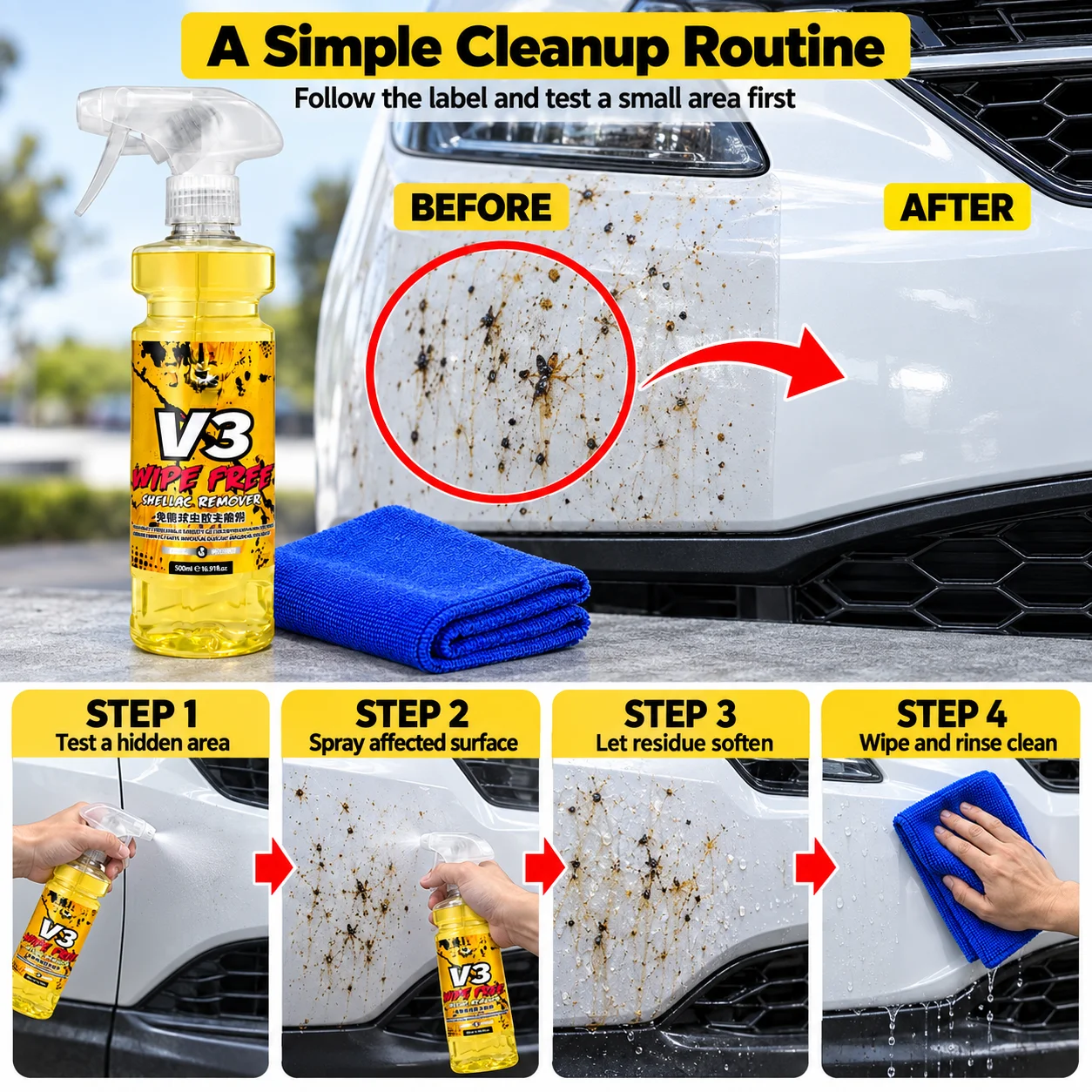 Insect Residue Remover Spray 300 ml for Bird Droppings and Sap 4 Insect Residue Remover Spray 300 ml for Bird Droppings and Sap - view 4