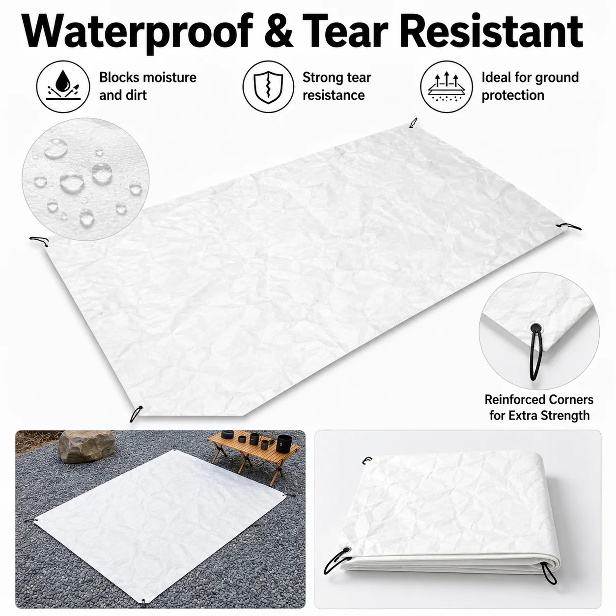 Tyvek Tent Footprint Ultralight 1056D Ground Sheet with Tie-Outs 4 Tyvek Tent Footprint Ultralight 1056D Ground Sheet with Tie-Outs - view 4