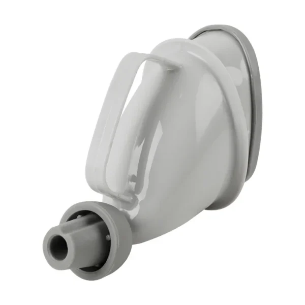 Unisex urinal funnel in soft rubber next to a hiking backpack