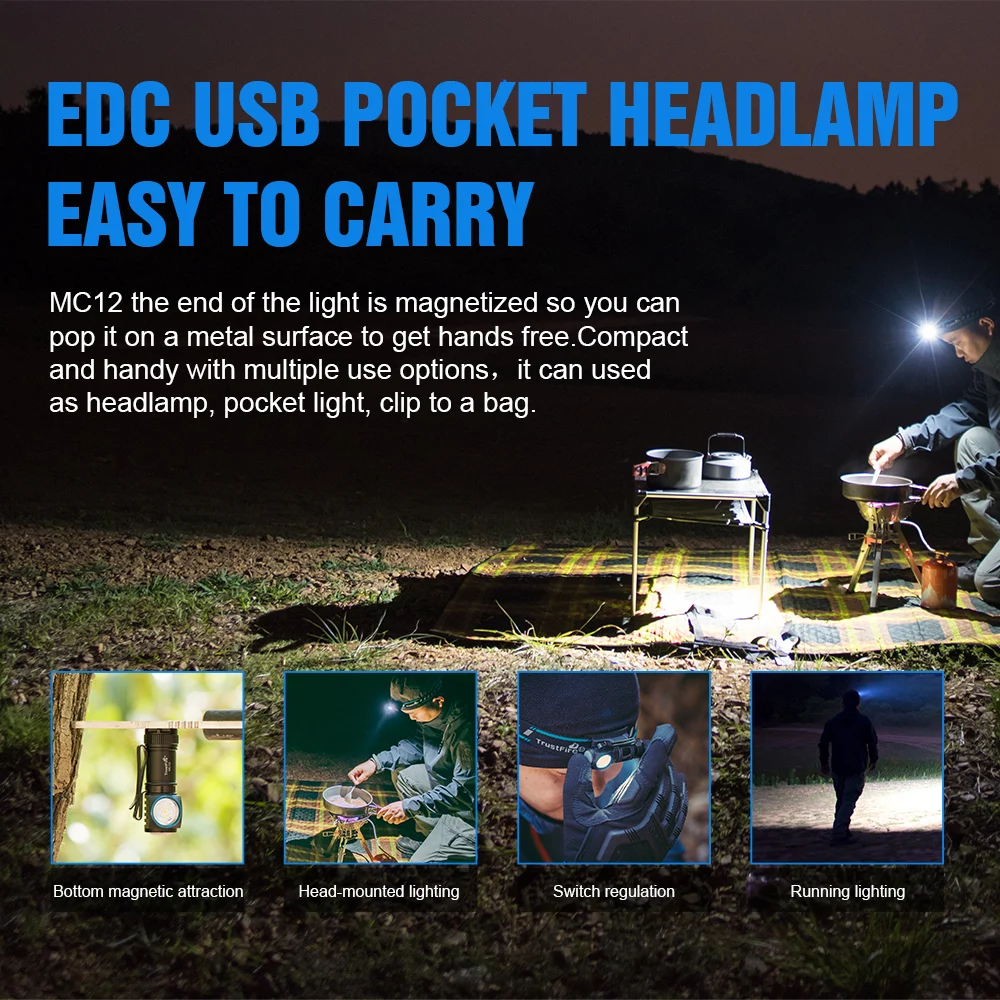Magnetic Charging EDC Headlamp 1000 Lumen with Clip - TrustFire 5 Magnetic Charging EDC Headlamp 1000 Lumen with Clip - TrustFire - view 5