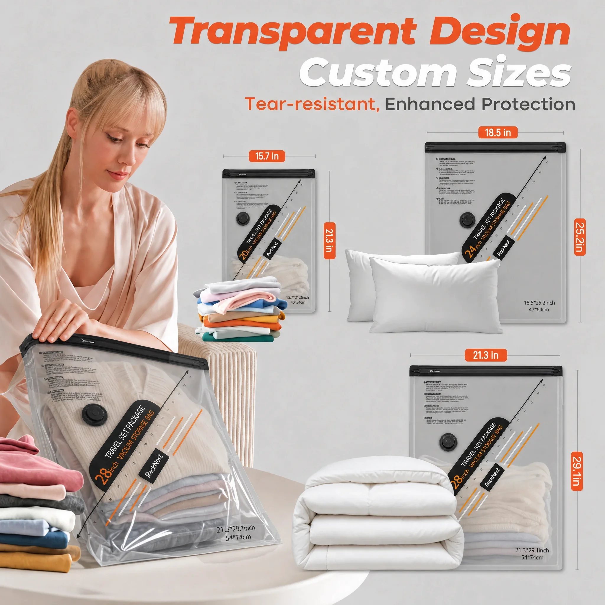 Hand Pump Vacuum Bags Set with Triple Seal Anti Backflow Valve 2 Hand Pump Vacuum Bags Set with Triple Seal Anti Backflow Valve - view 2