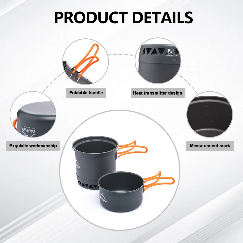 Nesting Camping Pot Set, 1.3L and 2.3L Hard Anodized Aluminum 5 Nesting Camping Pot Set, 1.3L and 2.3L Hard Anodized Aluminum - view 5
