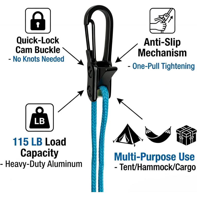 Retractable Rope Tightener Roller Tensioner, Heavy Duty 6 Pack 2 Retractable Rope Tightener Roller Tensioner, Heavy Duty 6 Pack - view 2