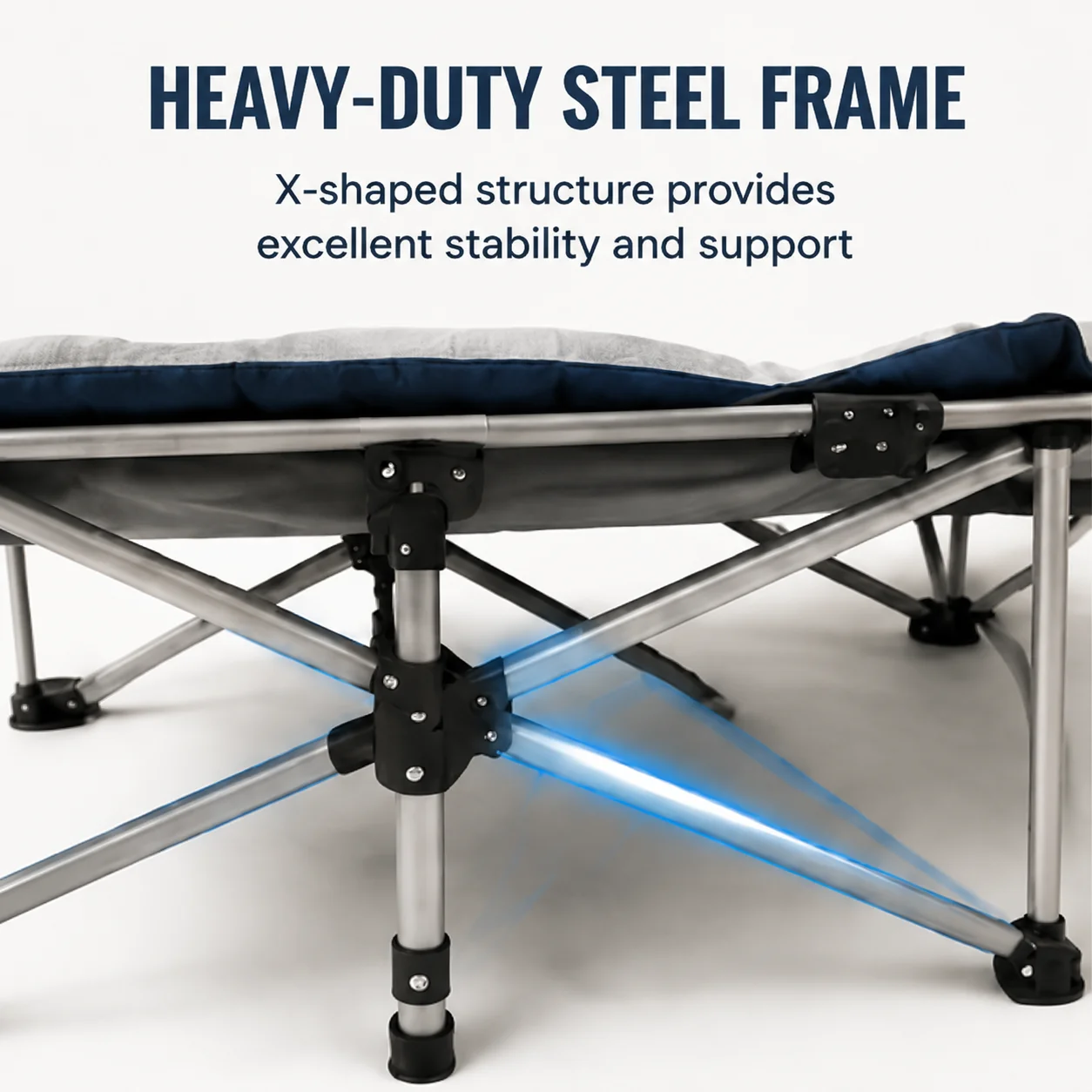 Padded Folding Camping Cot Thick Mattress and 700 lb Steel Frame 4 Padded Folding Camping Cot Thick Mattress and 700 lb Steel Frame - view 4