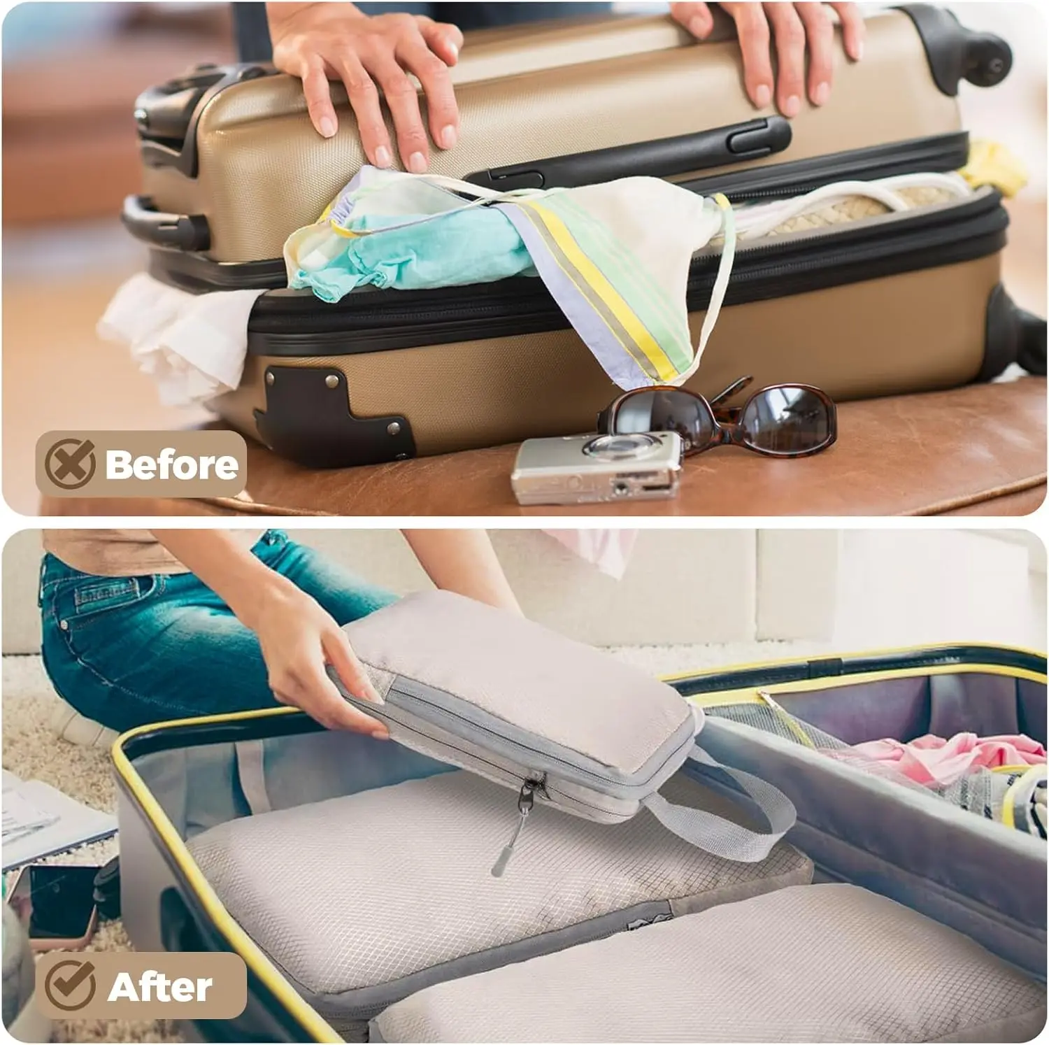 Lightweight Expandable Packing Cubes, 4 Piece Compression Set 3 Lightweight Expandable Packing Cubes, 4 Piece Compression Set - view 3