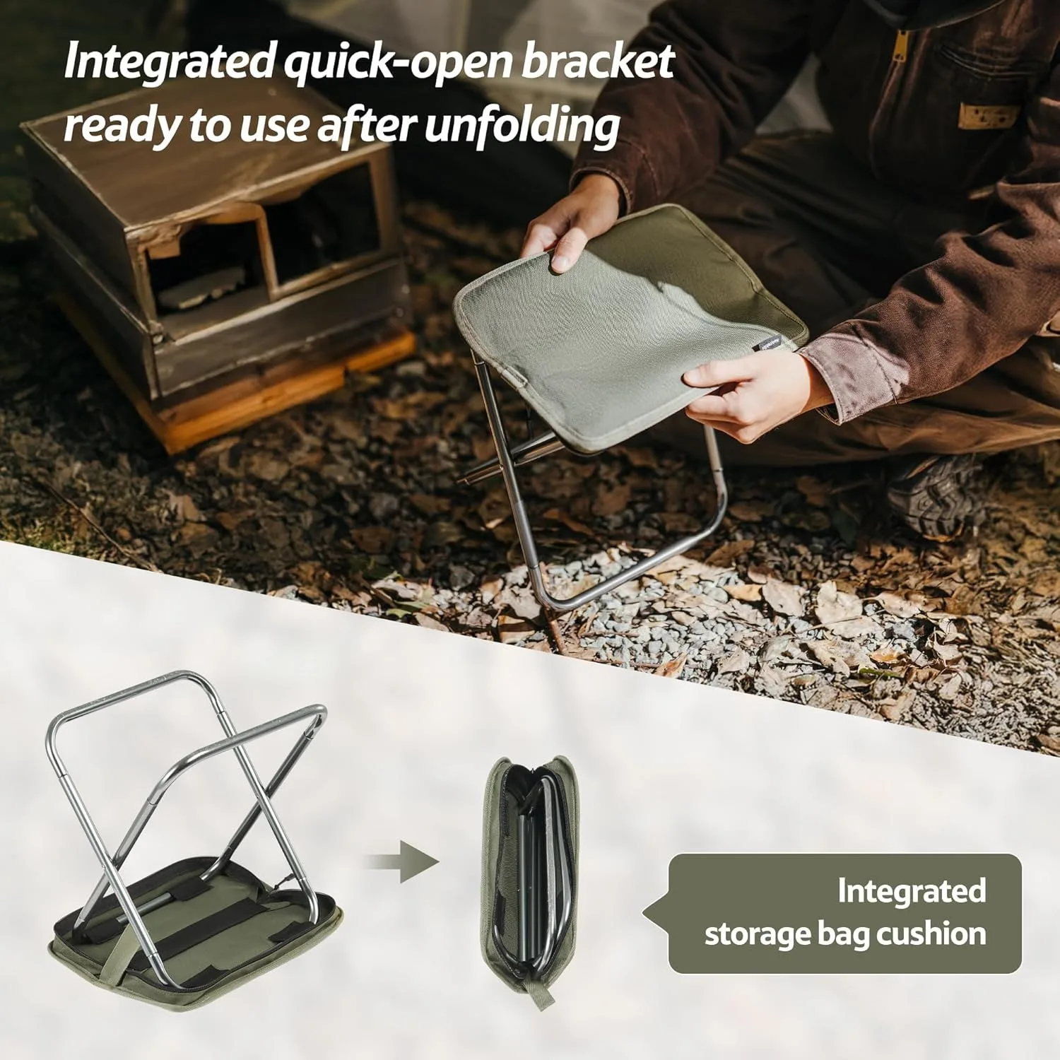 Padded Folding Camp Stool with Aluminum Frame by Naturehike 4 Padded Folding Camp Stool with Aluminum Frame by Naturehike - view 4