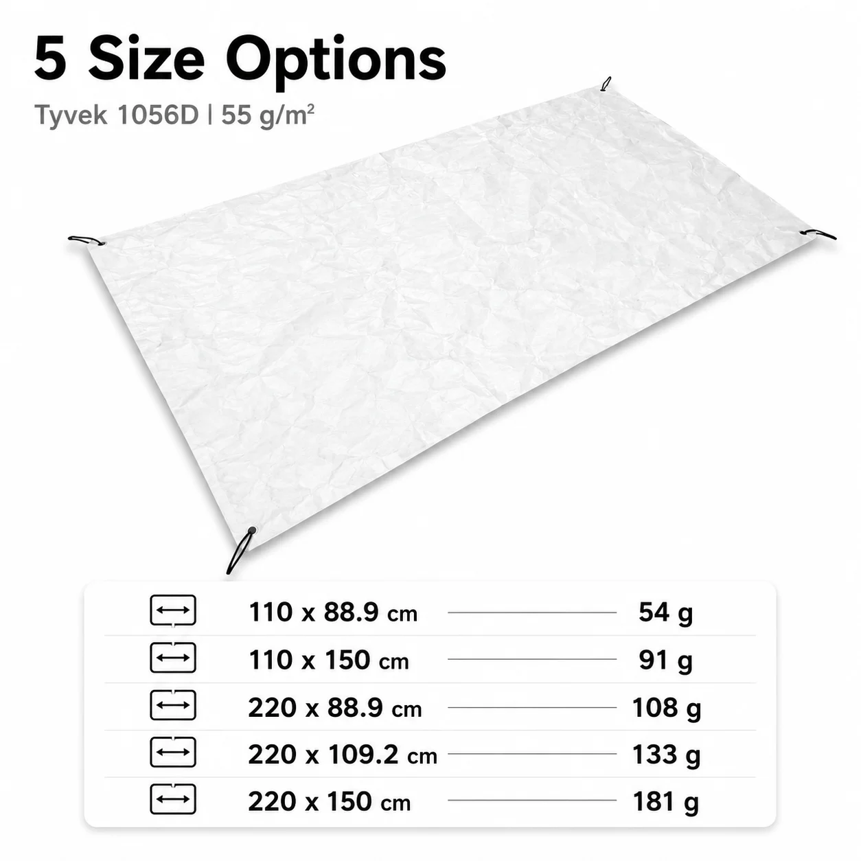 Tyvek Tent Footprint Ultralight 1056D Ground Sheet with Tie-Outs 5 Tyvek Tent Footprint Ultralight 1056D Ground Sheet with Tie-Outs - view 5
