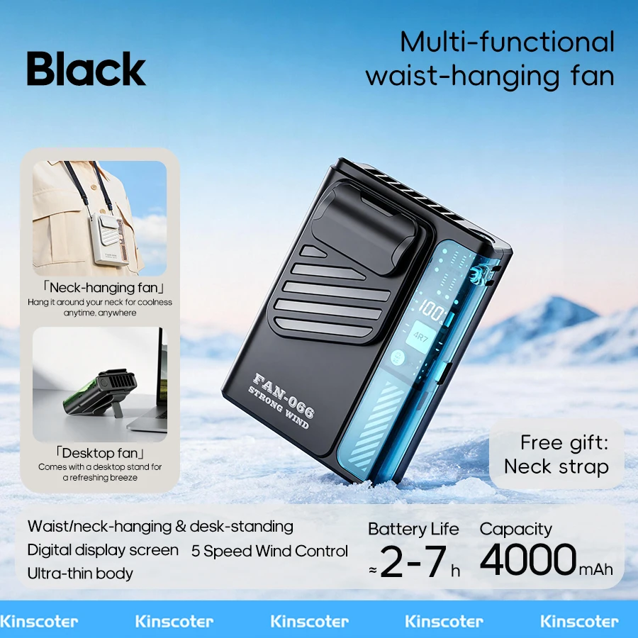 Hanging Waist Fan 4000mAh USB Rechargeable Bladeless Mini Fan 9 Hanging Waist Fan 4000mAh USB Rechargeable Bladeless Mini Fan - view 9