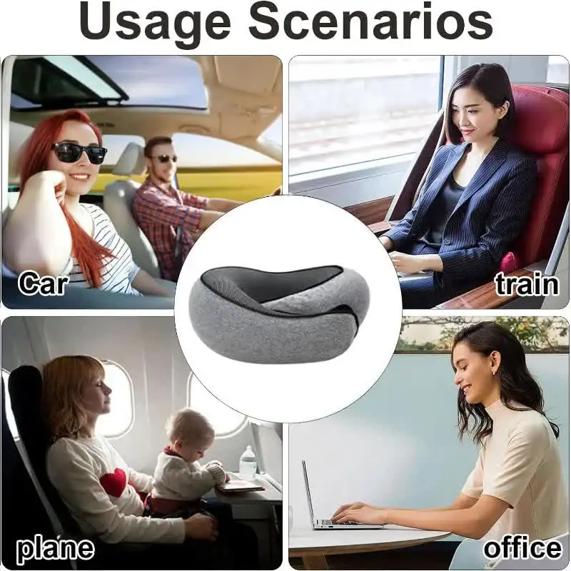 Memory Foam Neck Pillow U-Shaped with Soft Cotton Cover 6 Memory Foam Neck Pillow U-Shaped with Soft Cotton Cover - view 6