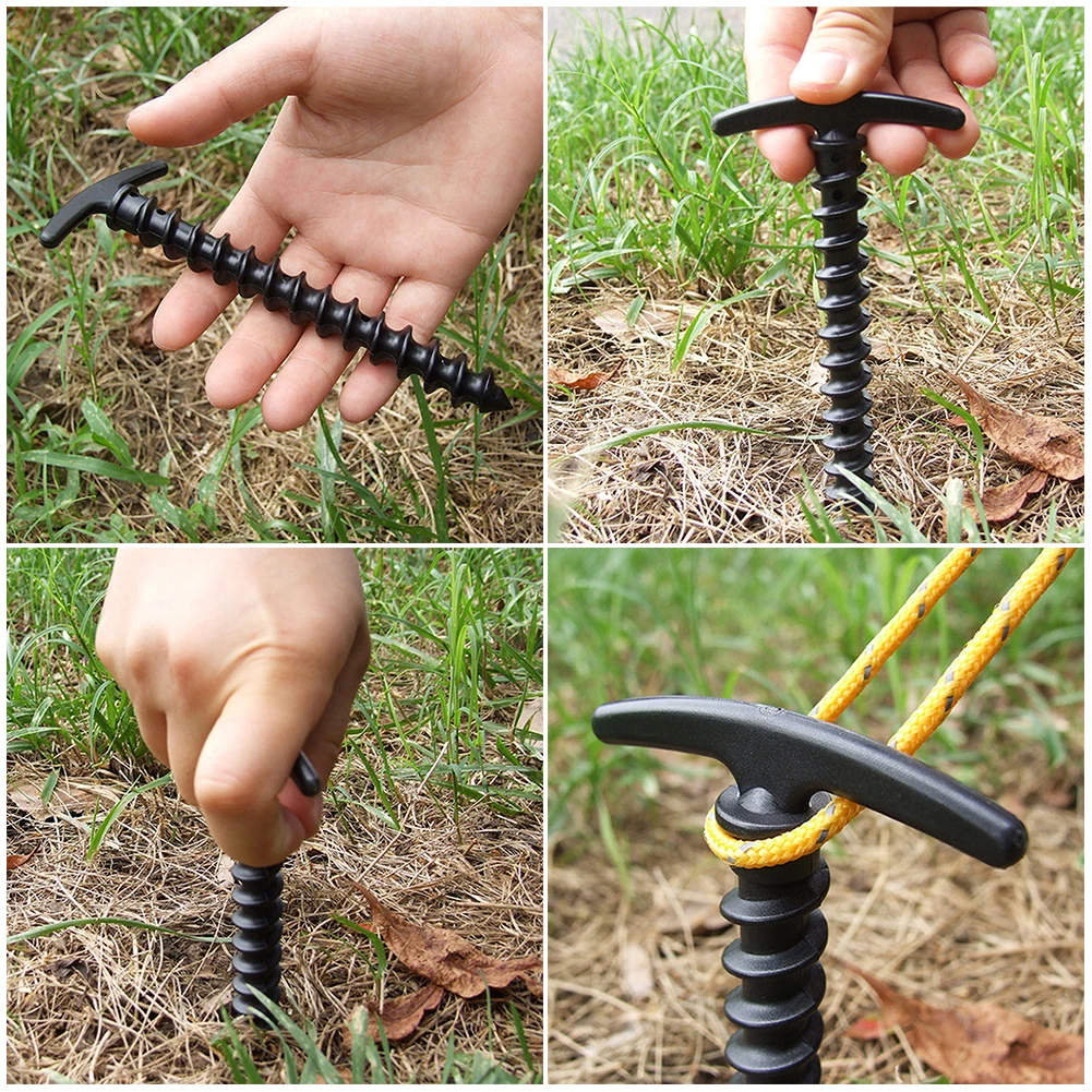 Plastic Screw Tent Pegs Ground Anchor Stakes for Canopy Tents 4 Plastic Screw Tent Pegs Ground Anchor Stakes for Canopy Tents - view 4