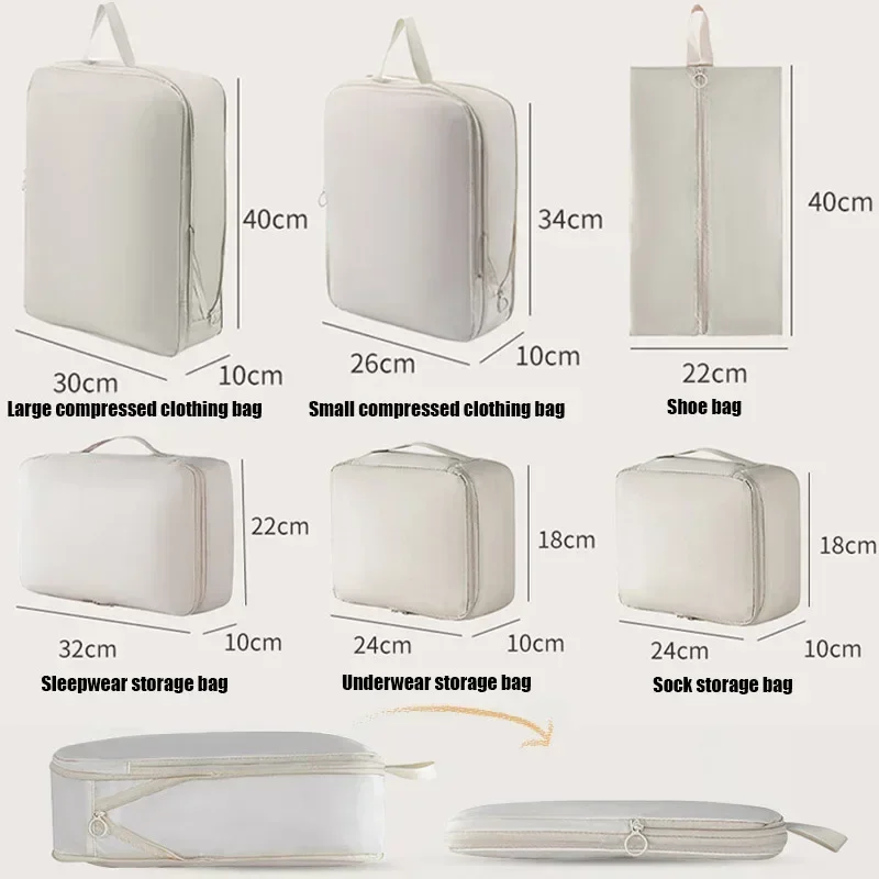 6 Piece Packing Cubes Set with Handbag, Compressible Polyester 6 6 Piece Packing Cubes Set with Handbag, Compressible Polyester - view 6