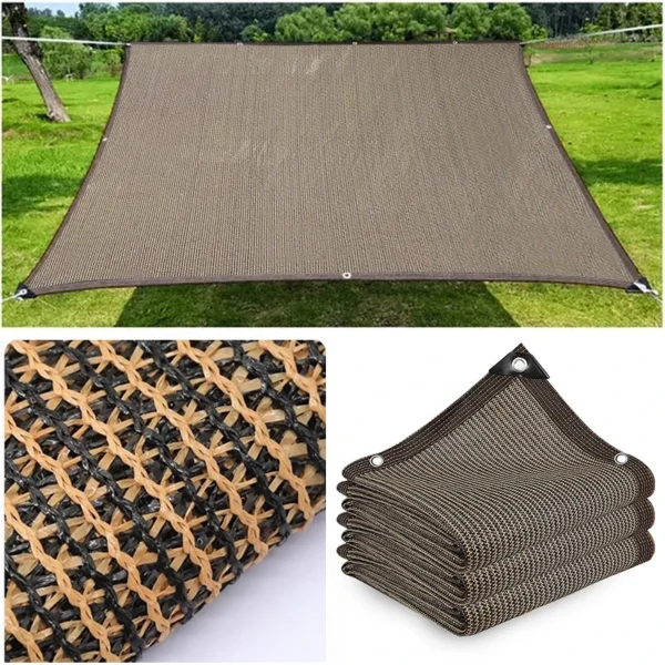 HDPE sunshade net in green stretched over a terrace to provide shade and airflow