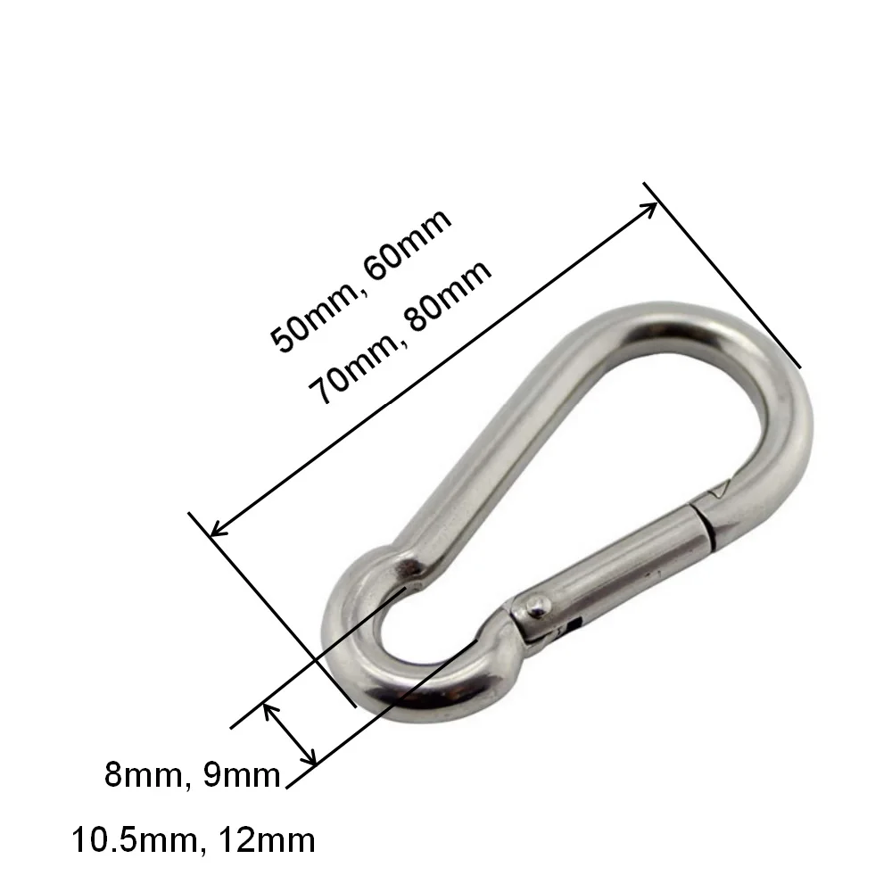 Stainless Steel Snap Hooks 10 Pack Marine 304 in 50 to 80mm Sizes 2 Stainless Steel Snap Hooks 10 Pack Marine 304 in 50 to 80mm Sizes - view 2