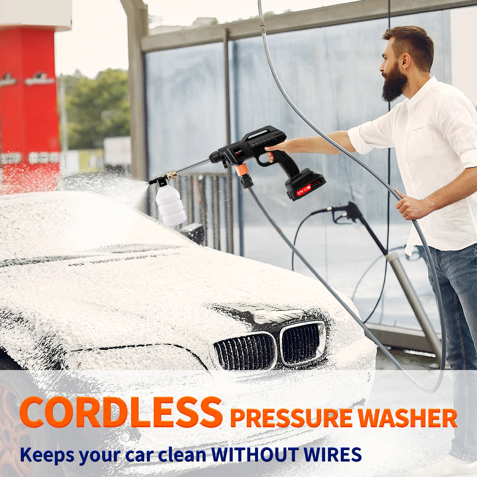21V Cordless Pressure Washer 60 Bar with 2 Batteries and Foamer 5 21V Cordless Pressure Washer 60 Bar with 2 Batteries and Foamer - view 5