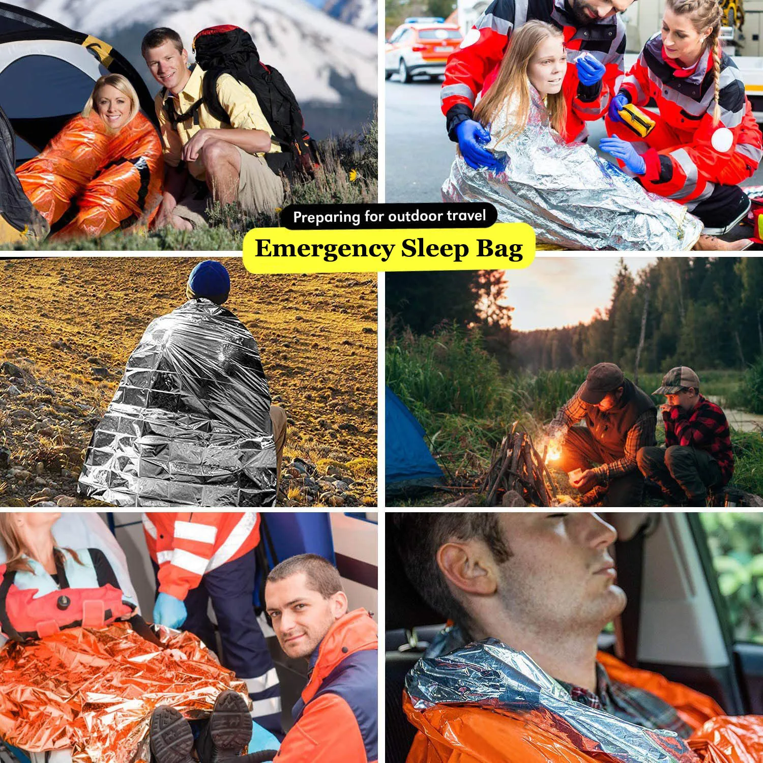 Emergency Survival Sleeping Bag Reusable Mylar Bivvy with Sack 4 Emergency Survival Sleeping Bag Reusable Mylar Bivvy with Sack - view 4