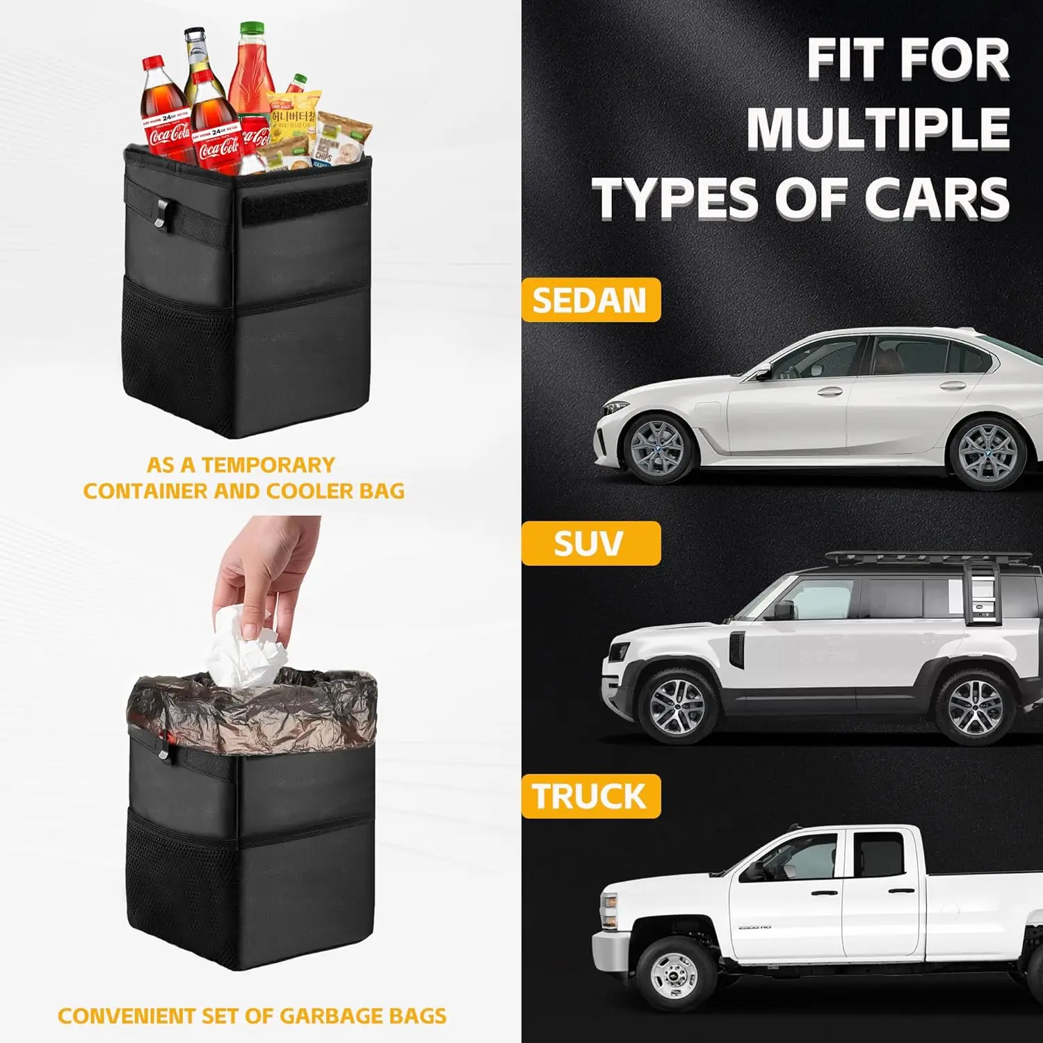 Lidded Car Trash Can 3 in 1 Leakproof Storage Bag for Cars 5 Lidded Car Trash Can 3 in 1 Leakproof Storage Bag for Cars - view 5